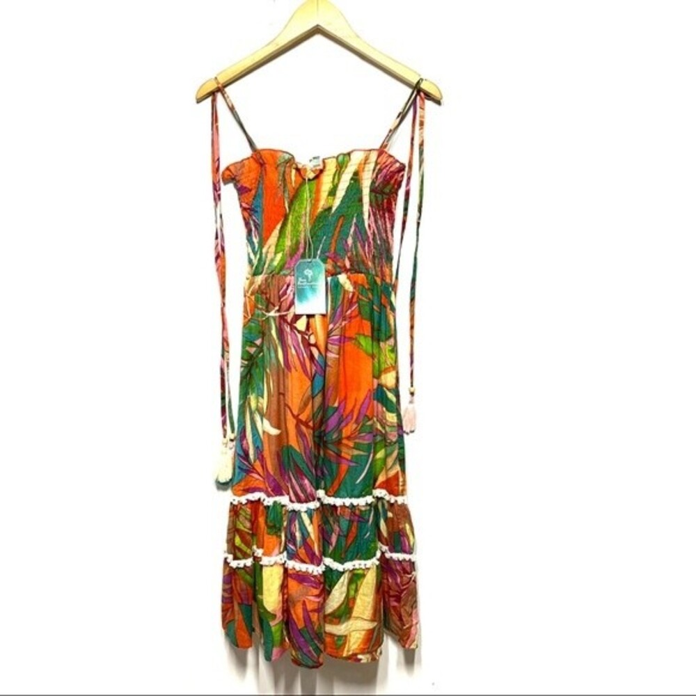 True Destinations Boho Tropical Print Cover Up Dress S NWT - Picture 2 of 14
